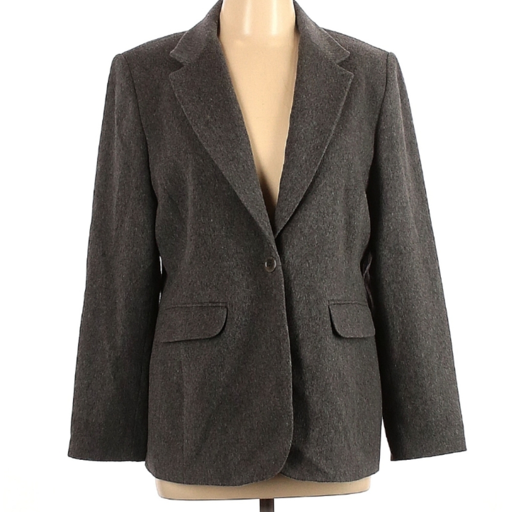 Lord & Taylor Dark Gray WOOL Oversized Blazer Jacket Excellent Quality Lady's 12
